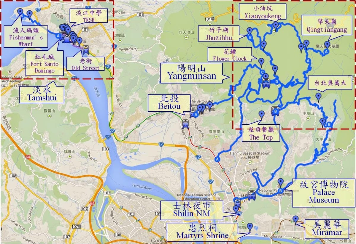 kort af beitou taívan