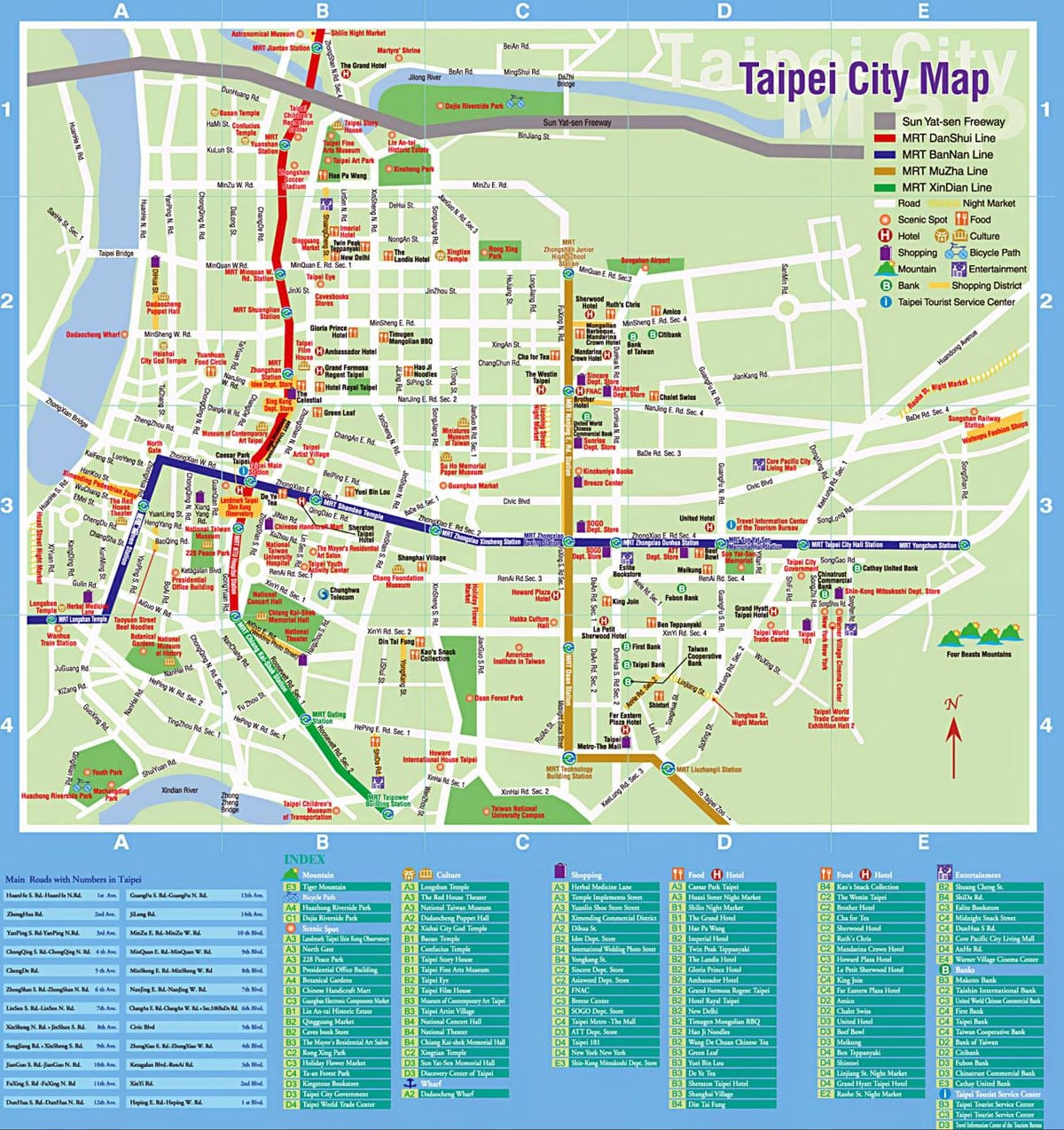 kort af Taipei city ferðamaður
