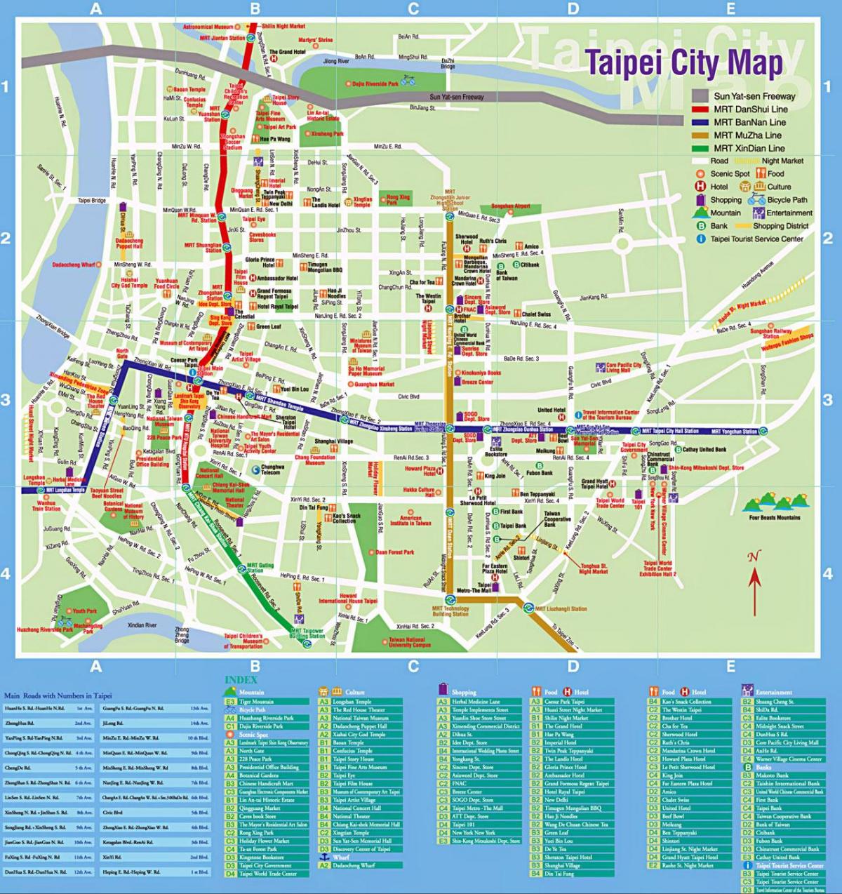 kort af Taipei city ferðamaður