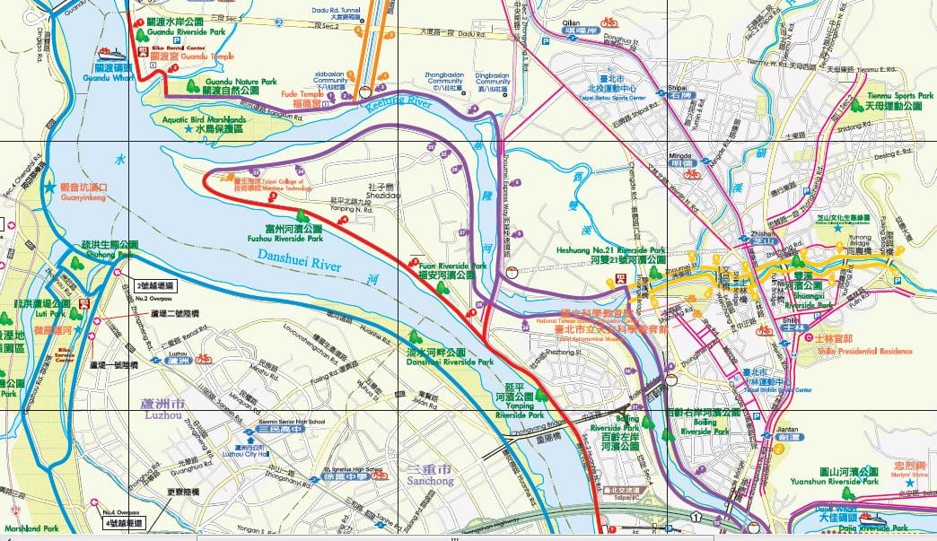 kort af Taipei hjólið leið