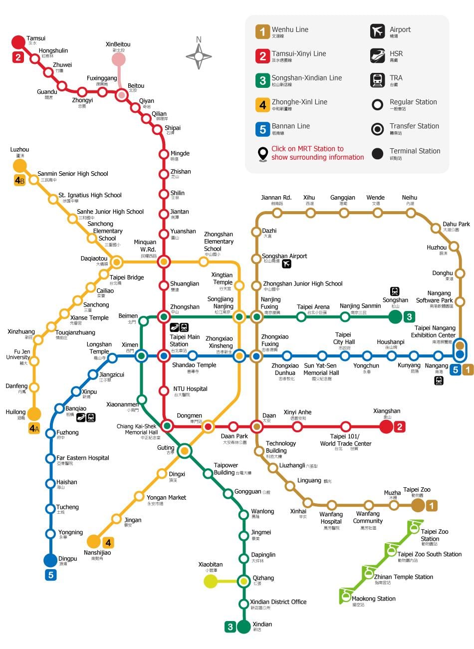 Taipei lestarstöðinni kort