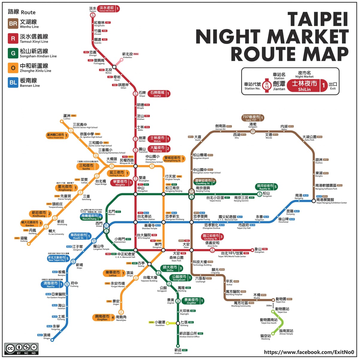 kort af Taipei nótt markaðir