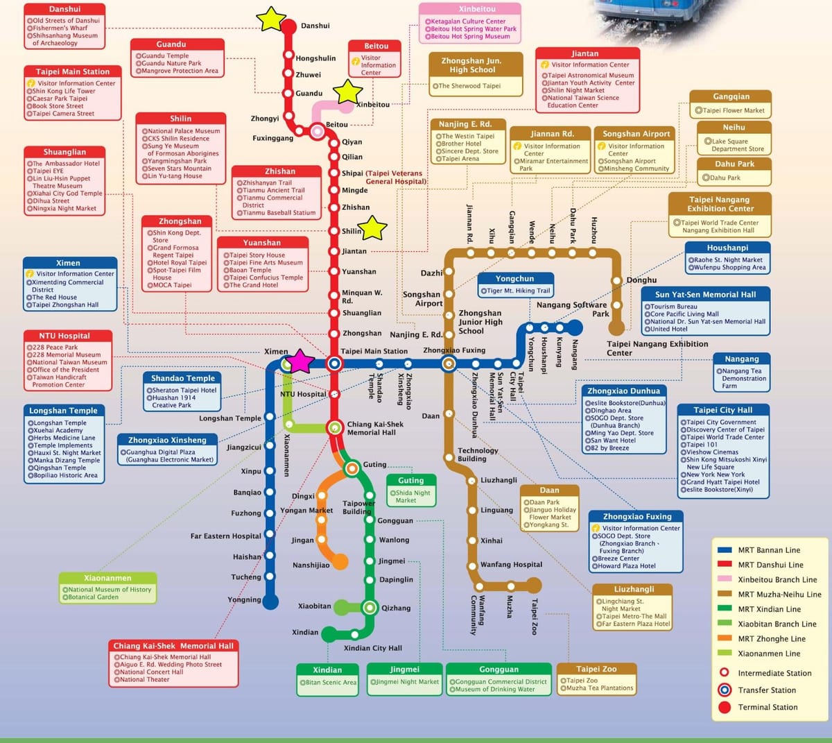 kort af Taipei staðnum lest