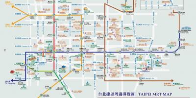 Taipei metro kort með staðir