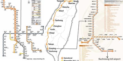 Kort af Taipei miklum hraða lestarstöðinni